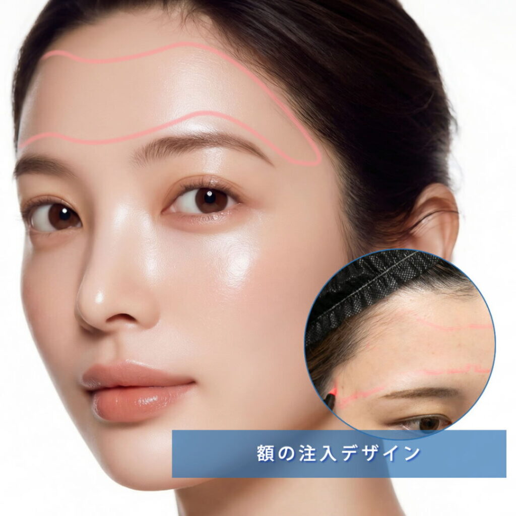 額のヒアルロン酸のデザイン